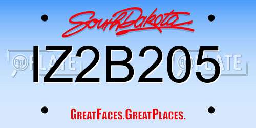 IZ2B205 South Dakota License Plate