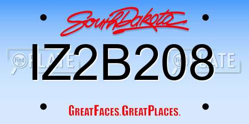 IZ2B208 South Dakota License Plate