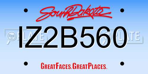 IZ2B560 South Dakota License Plate