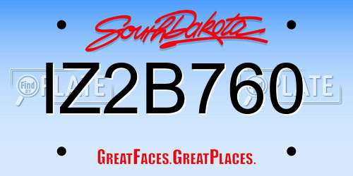 IZ2B760 South Dakota License Plate