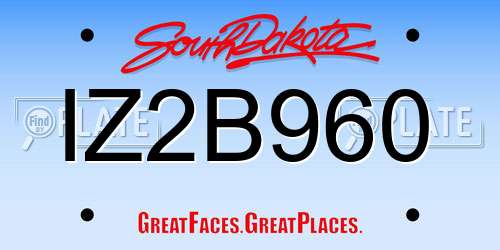 IZ2B960 South Dakota License Plate
