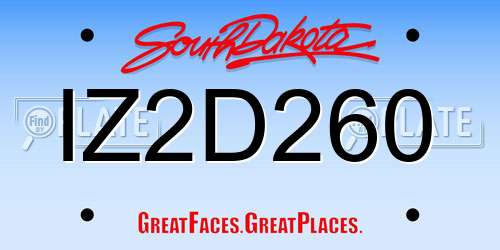 IZ2D260 South Dakota License Plate