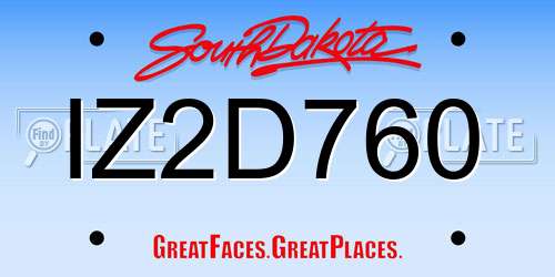 IZ2D760 South Dakota License Plate