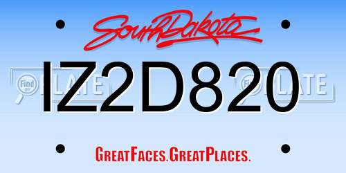 IZ2D820 South Dakota License Plate
