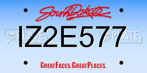 IZ2E577 South Dakota License Plate