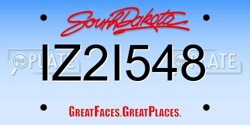 IZ2I548 South Dakota License Plate
