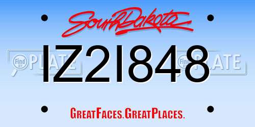 IZ2I848 South Dakota License Plate