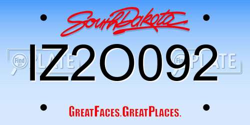 IZ2O092 South Dakota License Plate
