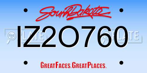 IZ2O760 South Dakota License Plate