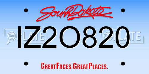 IZ2O820 South Dakota License Plate
