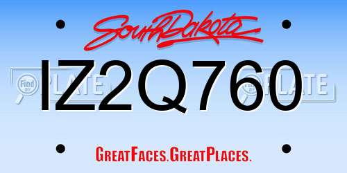 IZ2Q760 South Dakota License Plate