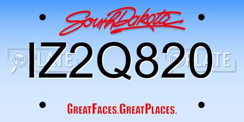 IZ2Q820 South Dakota License Plate
