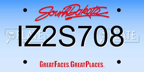 IZ2S708 South Dakota License Plate