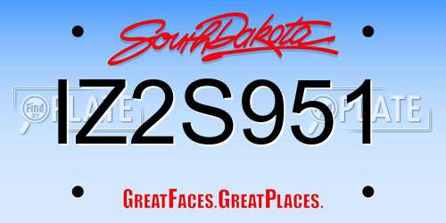 IZ2S951 South Dakota License Plate