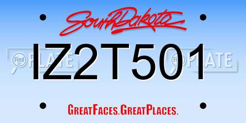 IZ2T501 South Dakota License Plate