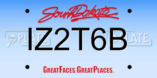 IZ2T6B South Dakota License Plate