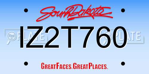 IZ2T760 South Dakota License Plate