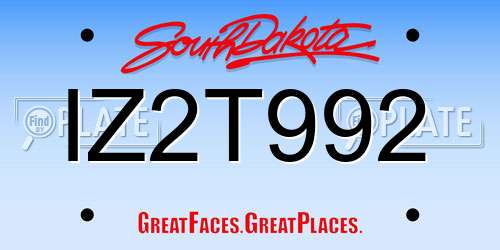 IZ2T992 South Dakota License Plate