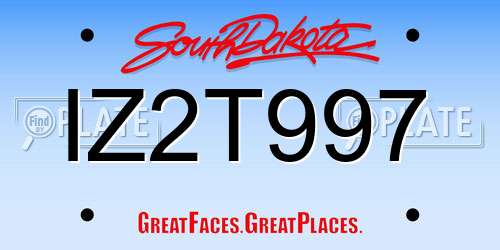 IZ2T997 South Dakota License Plate