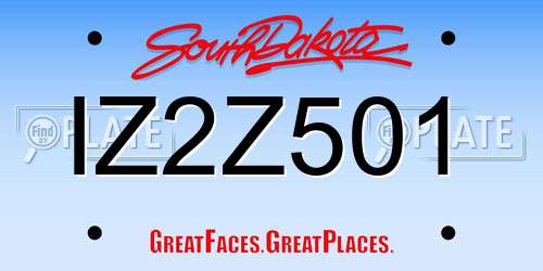 IZ2Z501 South Dakota License Plate