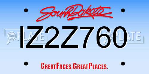 IZ2Z760 South Dakota License Plate