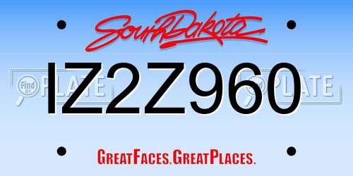 IZ2Z960 South Dakota License Plate
