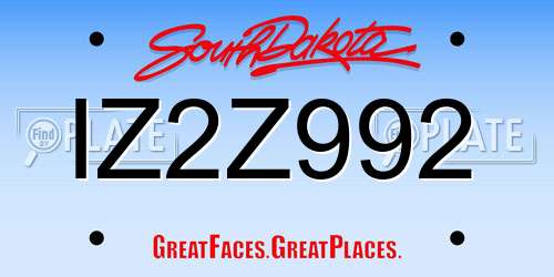 IZ2Z992 South Dakota License Plate