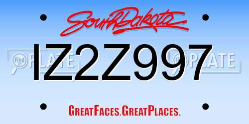 IZ2Z997 South Dakota License Plate