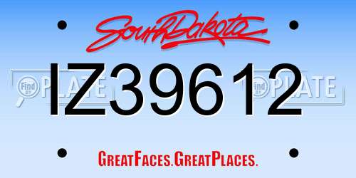 IZ39612 South Dakota License Plate