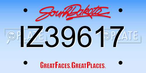 IZ39617 South Dakota License Plate