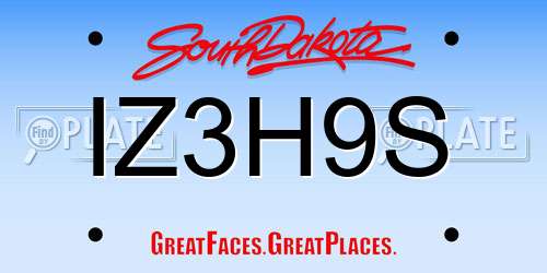 IZ3H9S South Dakota License Plate