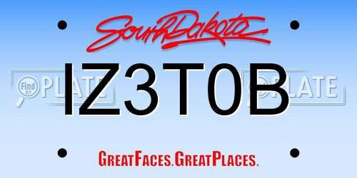 IZ3T0B South Dakota License Plate