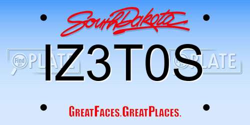 IZ3T0S South Dakota License Plate