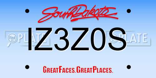 IZ3Z0S South Dakota License Plate