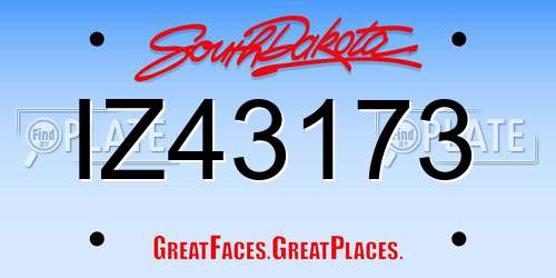 IZ43173 South Dakota License Plate