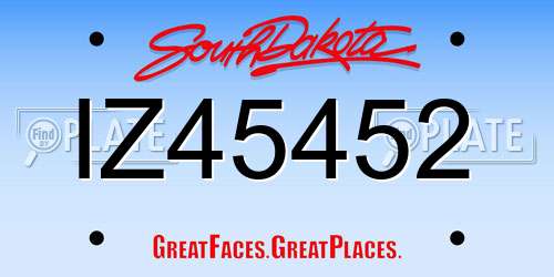 IZ45452 South Dakota License Plate