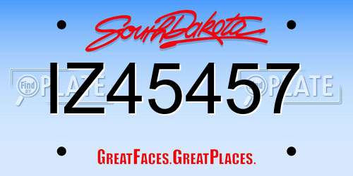 IZ45457 South Dakota License Plate