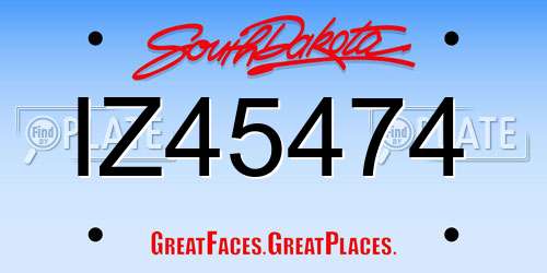 IZ45474 South Dakota License Plate