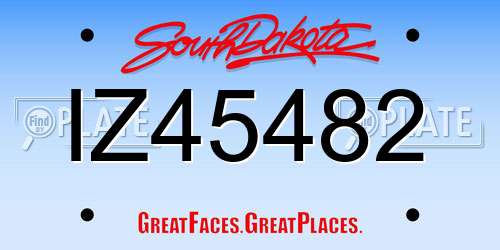 IZ45482 South Dakota License Plate