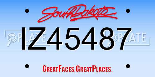 IZ45487 South Dakota License Plate