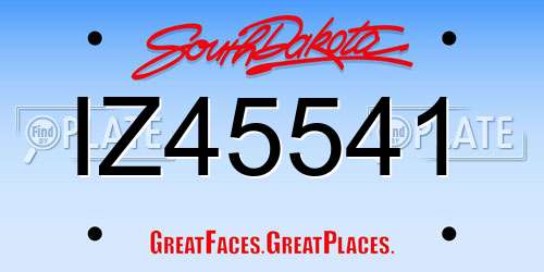 IZ45541 South Dakota License Plate