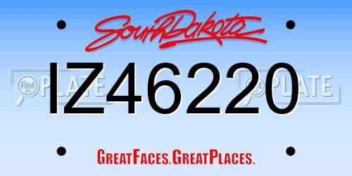 IZ46220 South Dakota License Plate