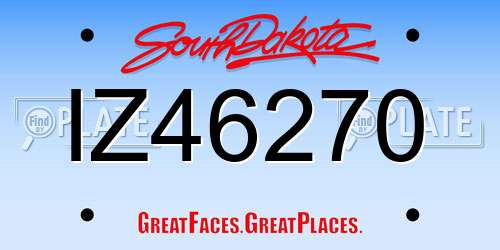 IZ46270 South Dakota License Plate