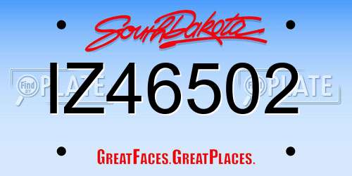 IZ46502 South Dakota License Plate