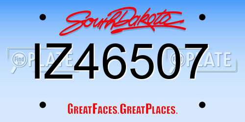 IZ46507 South Dakota License Plate