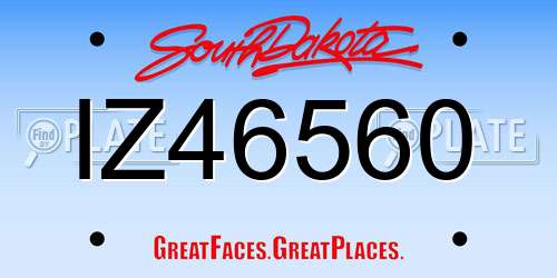 IZ46560 South Dakota License Plate