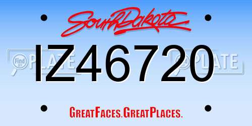 IZ46720 South Dakota License Plate