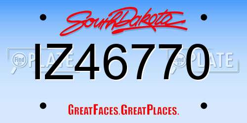 IZ46770 South Dakota License Plate