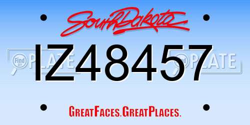 IZ48457 South Dakota License Plate
