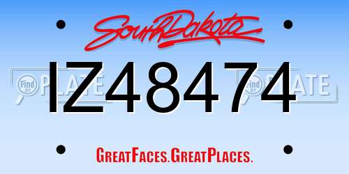IZ48474 South Dakota License Plate